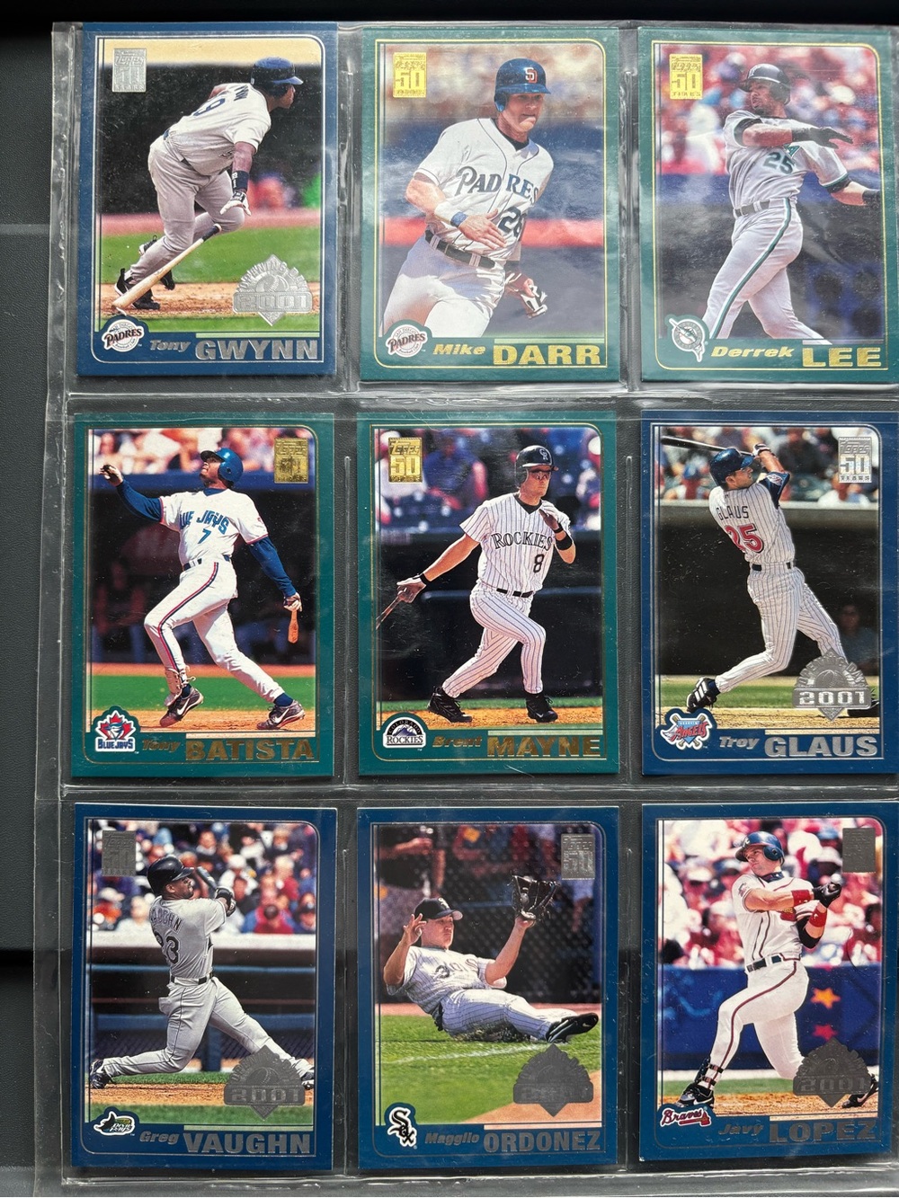 Mint 2001 Baseball Card Lot - Set of 8 Topps Cards (Lopez, Ordonez, Vaughn +more